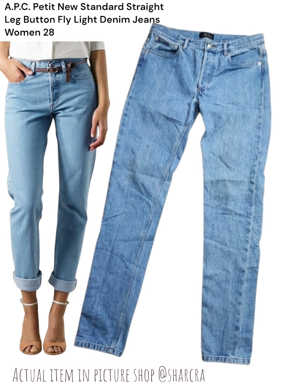 A.P.C. Women Petit New Standard Straight Leg Button Fly Light Denim Jeans 28